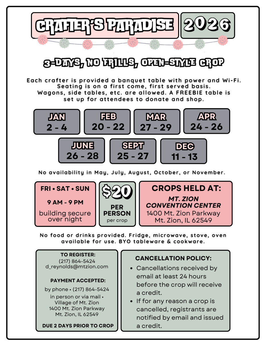 Flyer for 2026 Crafter's Paradise Scrapbooking and Craft Event