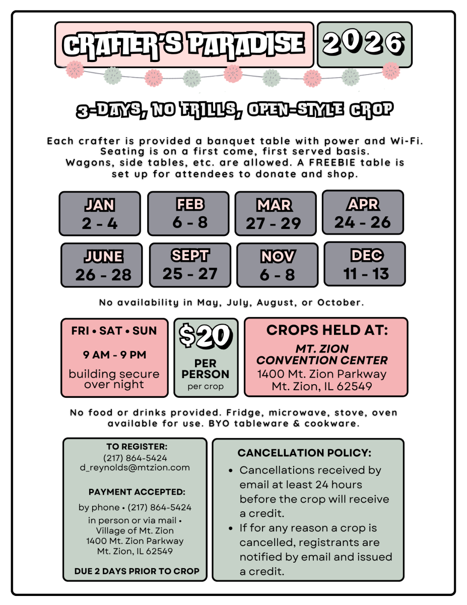 Flyer for 2026 Crafter's Paradise Scrapbooking and Craft Event